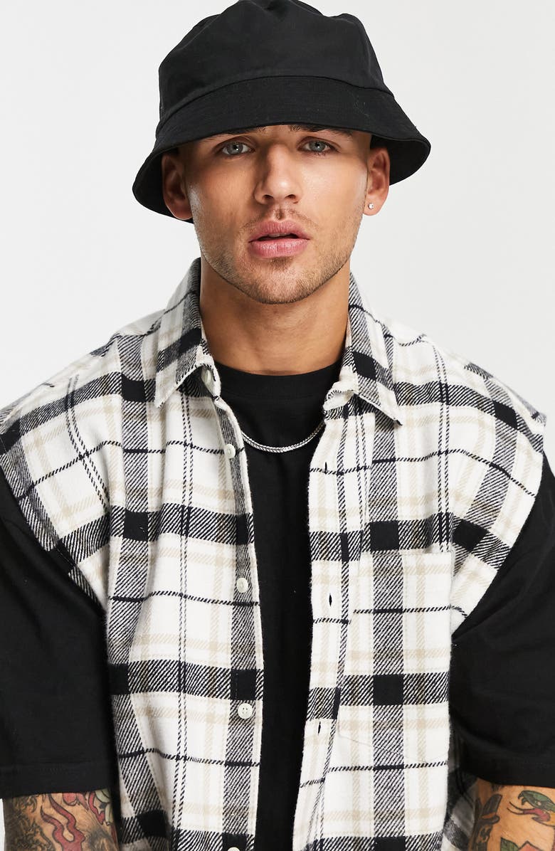 Topman Plaid Sleeveless Flannel Button-Up Shirt, Alternate, color, 