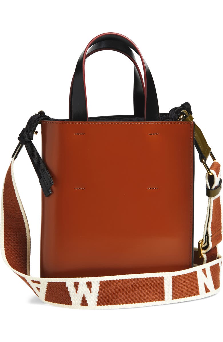 Marni Mini Museo Colorblock Leather Tote, Alternate, color, 302 - Olive/ Green