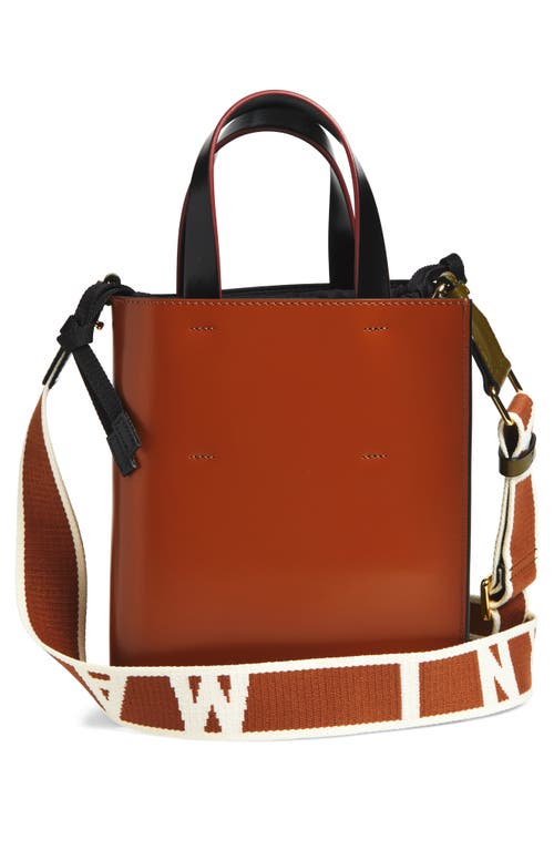Marni Mini Museo Colorblock Leather Tote In Green