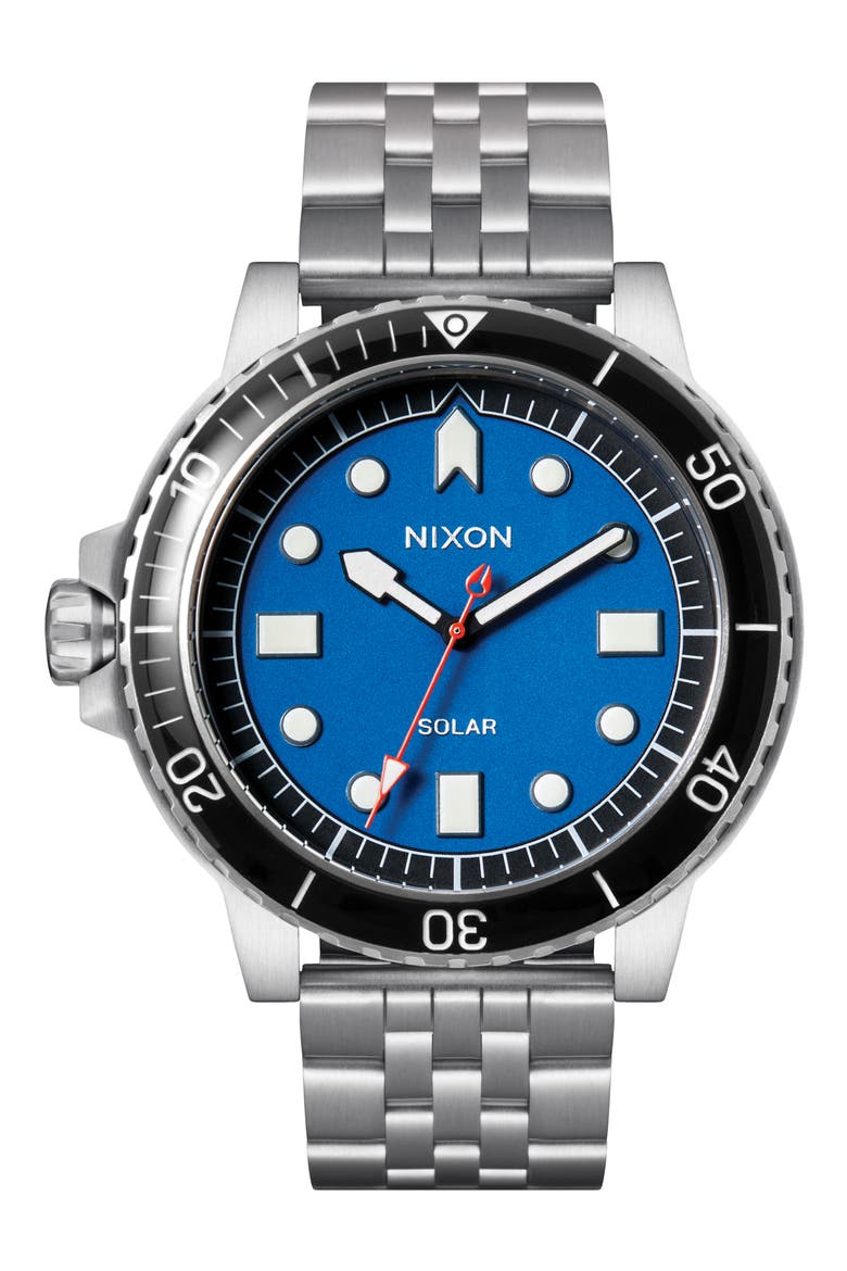 The Stinger Dive Bracelet Watch, 44mm, Main, color, SILVER / BLUE / BLACK
