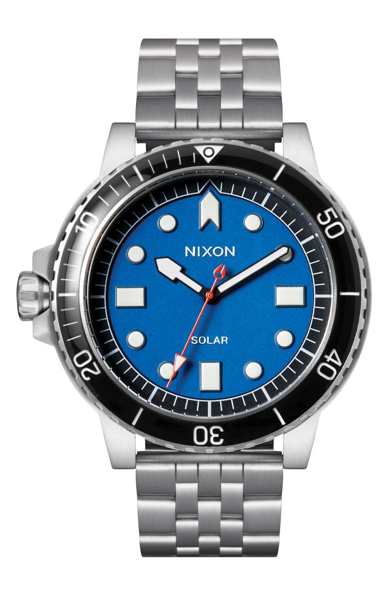 Nixon The Stinger Dive Bracelet Watch, 44mm, Main, color, Silver / Blue / Black