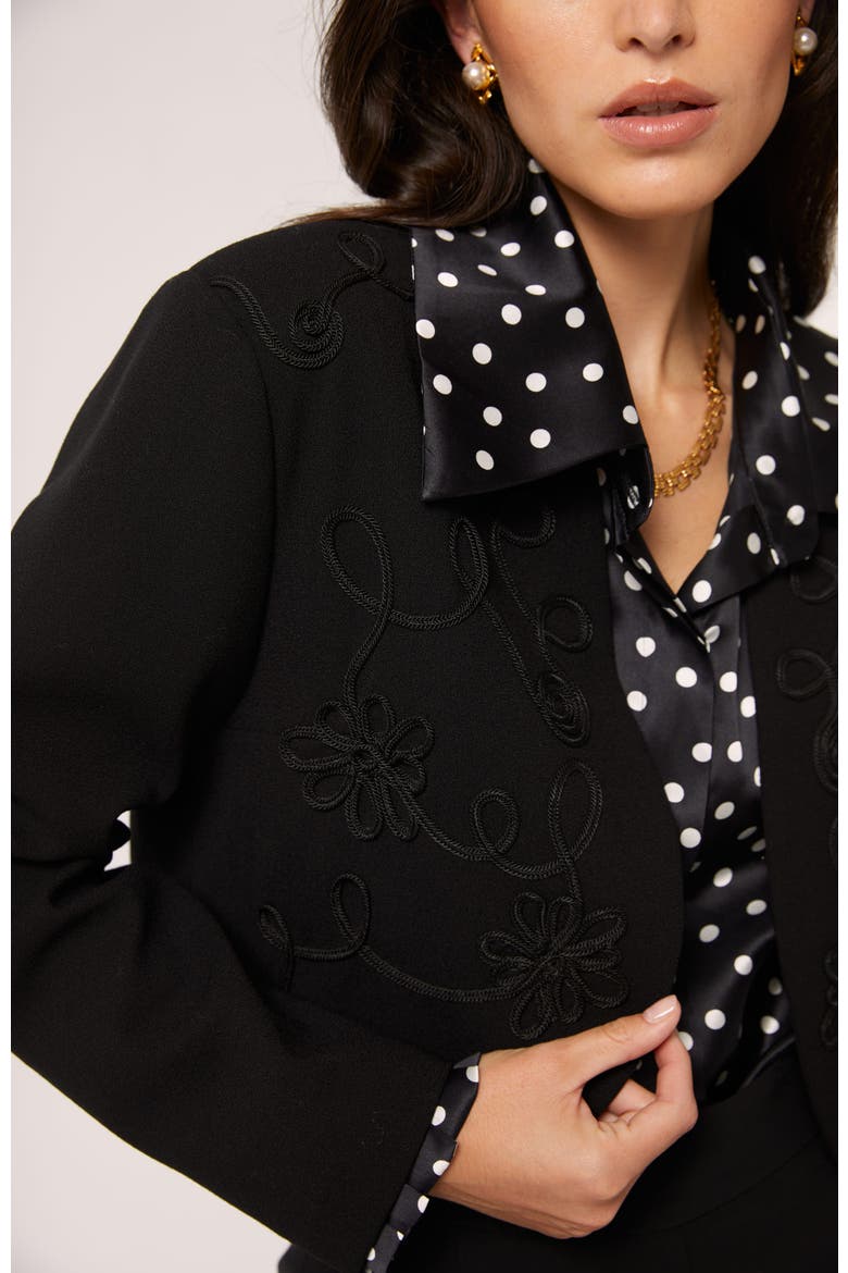 Antonia Silk Dots Blouse, Alternate, color, Black