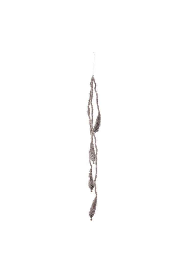 Plastic Bottle Brush Garland with Balls & Glitter, Silver Color, Main, color, Silver