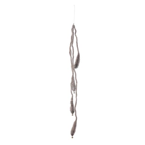 Plastic Bottle Brush Garland with Balls & Glitter, Silver Color