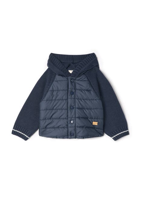 Quilted Hood Coat with Knit Sleeves and Snap Closure (Baby)
