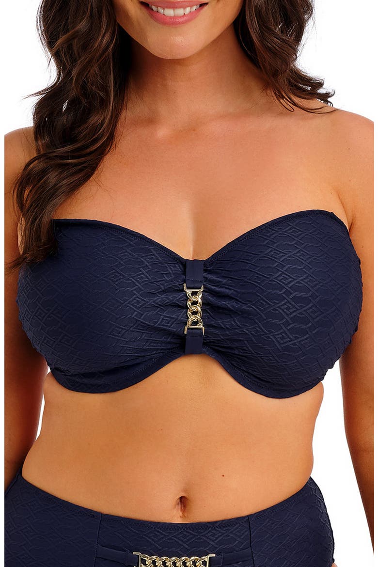 Azores DD-Cup Underwire Bandeau Bikini Top, Main, color, MIDNIGHT