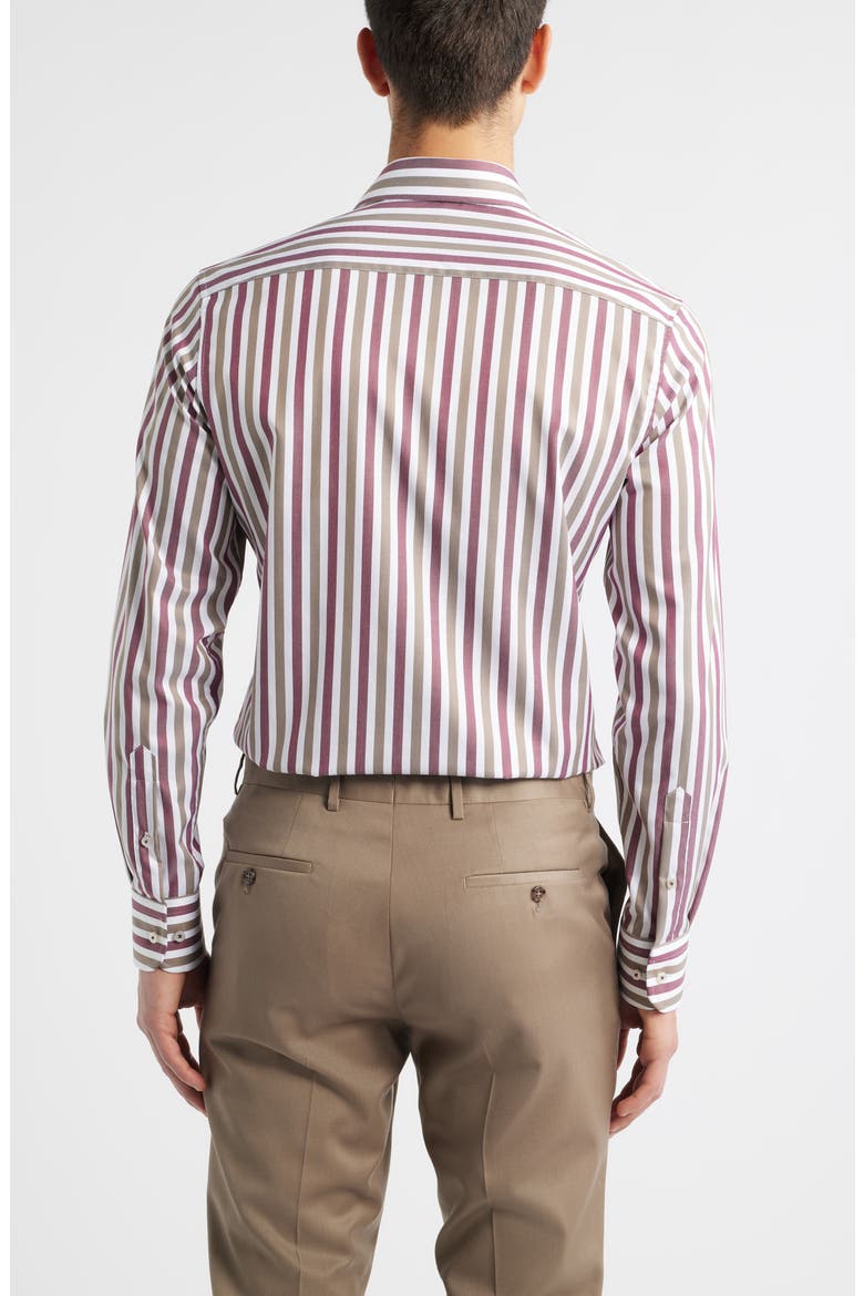 Slim Fit Stripe Non-Iron Cotton Twill Dress Shirt, Alternate, color, RED GREY