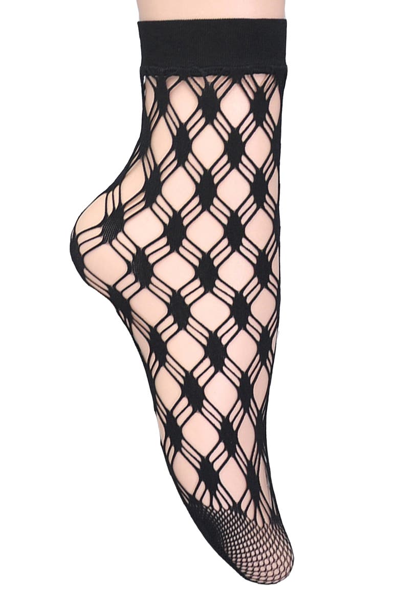 Lattice Fishnet Ankle Socks, Main, color, BLACK