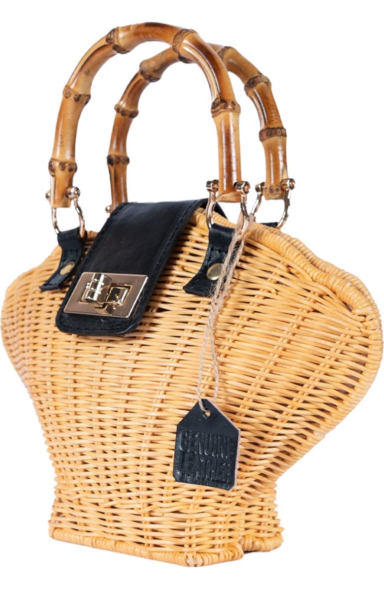 Jelavu Maree Handwoven Rattan Seashell Bag, Alternate, color, Black