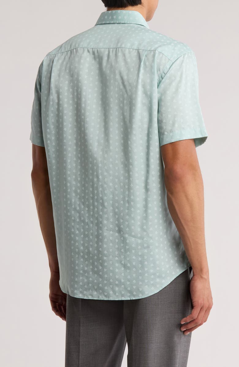 David Donahue Print Short Sleeve Sport Shirt, Alternate, color, Sage