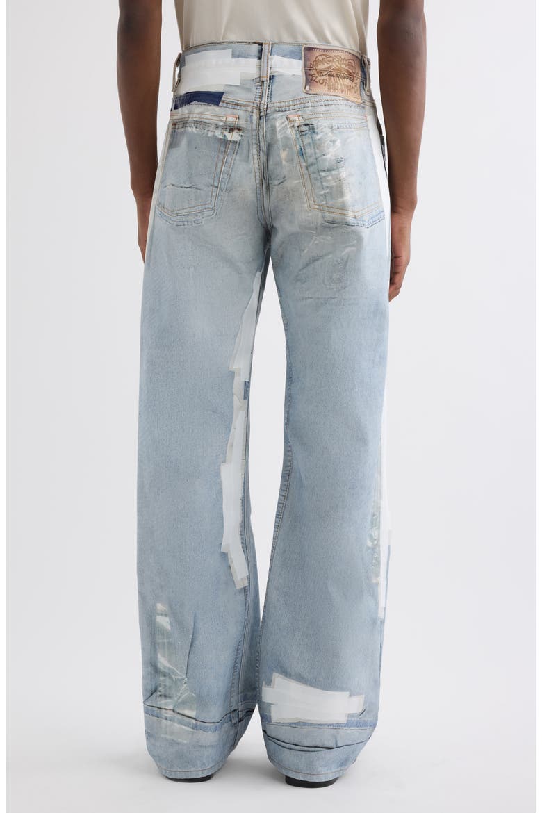 2021 Trompe l'Oeil Tape Loose Fit Wide Leg Jeans, Alternate, color, LIGHT BLUE
