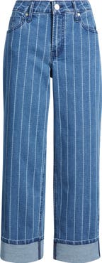 CITY BLUES Five-Pocket Cuffed Straight Leg Jeans