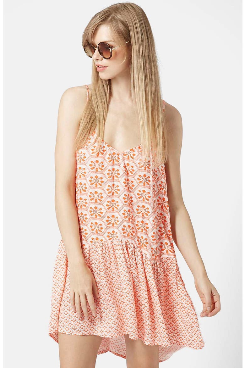 Tile Print Sundress, Main, color, CORAL MULTI