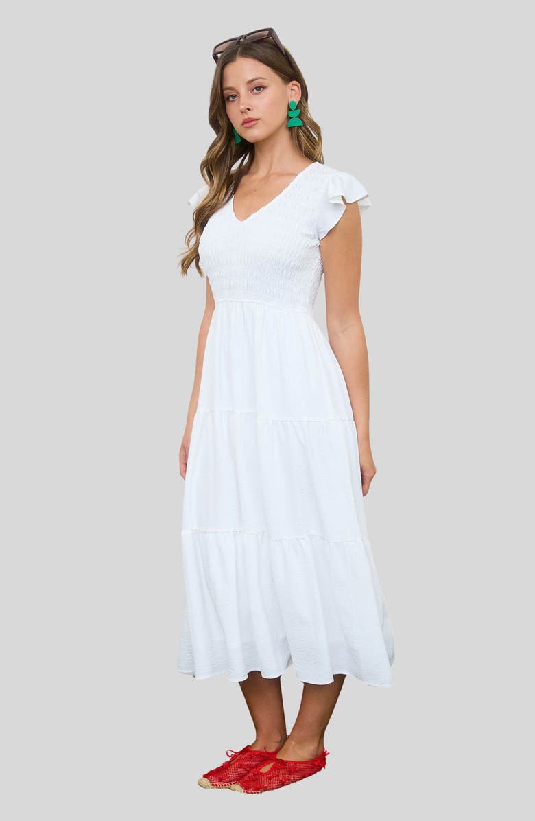 Blu Pepper Smocked Maxi Dress, Alternate, color, White