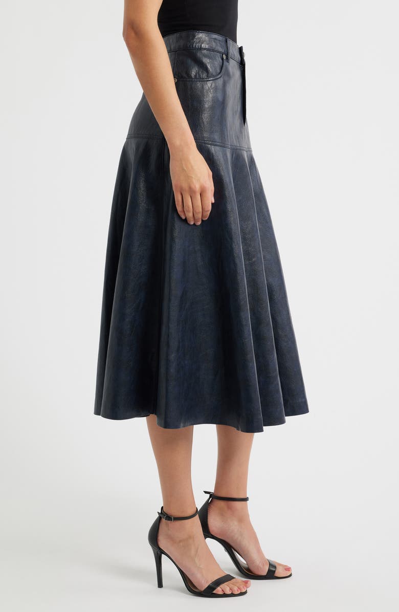 KOBI HALPERIN Rhea Faux Leather Midi Skirt, Alternate, color, Navy
