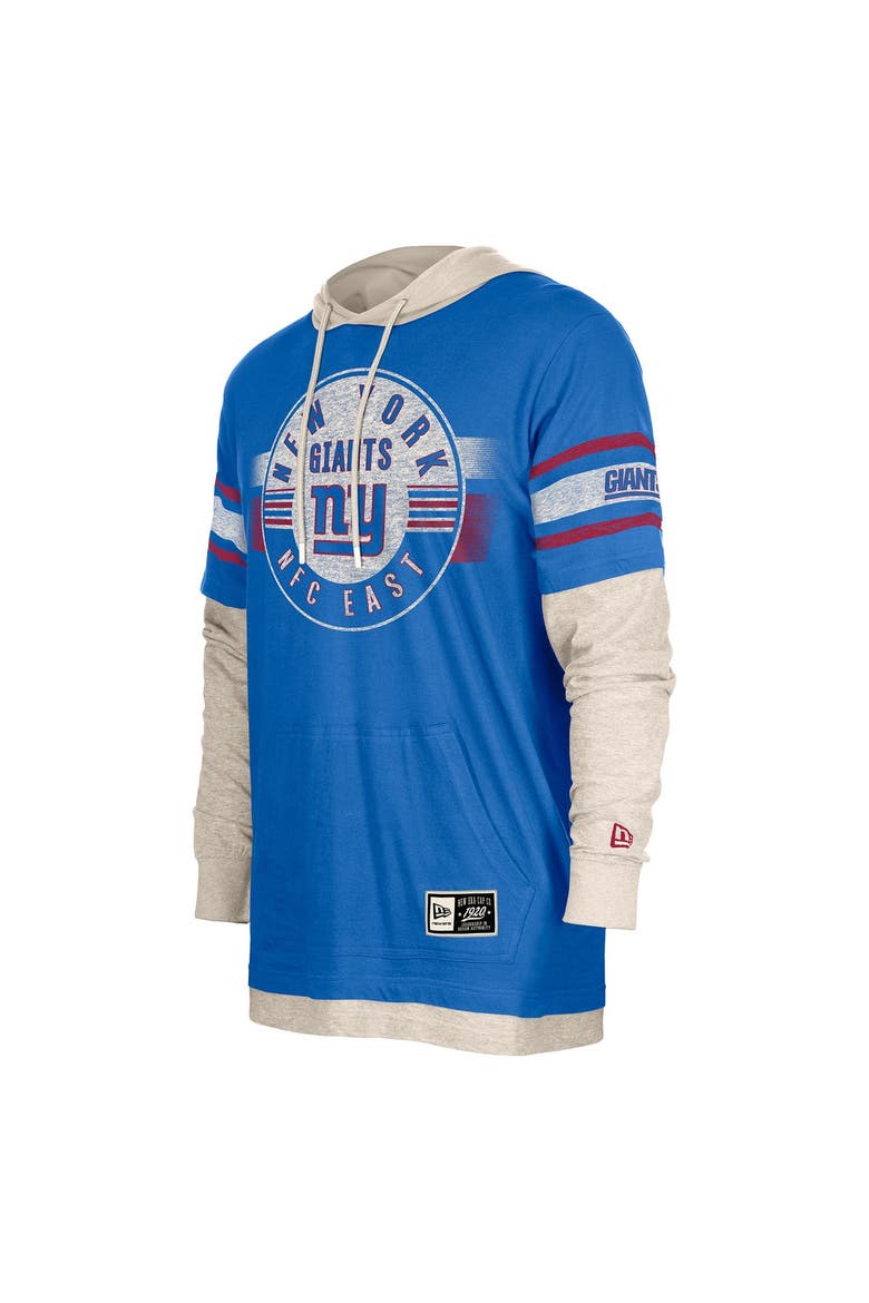 Men's New Era  Royal New York Giants Twofer Layered Long Sleeve Hoodie T-Shirt, Alternate, color, Royal