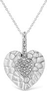Haus of Brilliance .925 Sterling Silver Pave-Set Diamond Accent Heart Shape Pendant Necklace
