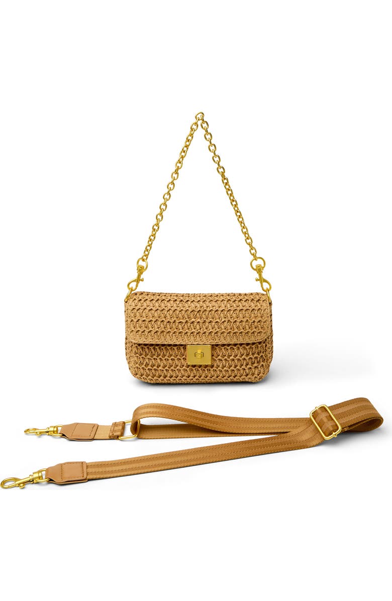 THINK ROYLN High Society Raffia Convertible Clutch, Alternate, color, Chai Open-Weave Raffia