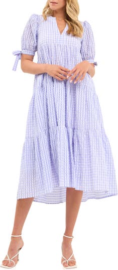 blue dress for baby girl Blue Gingham Midi Dress main image 0
