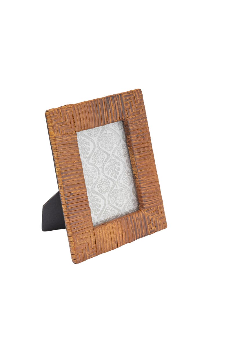 Storied Home Handwoven Rattan Photo Frame, Main, color, Brown