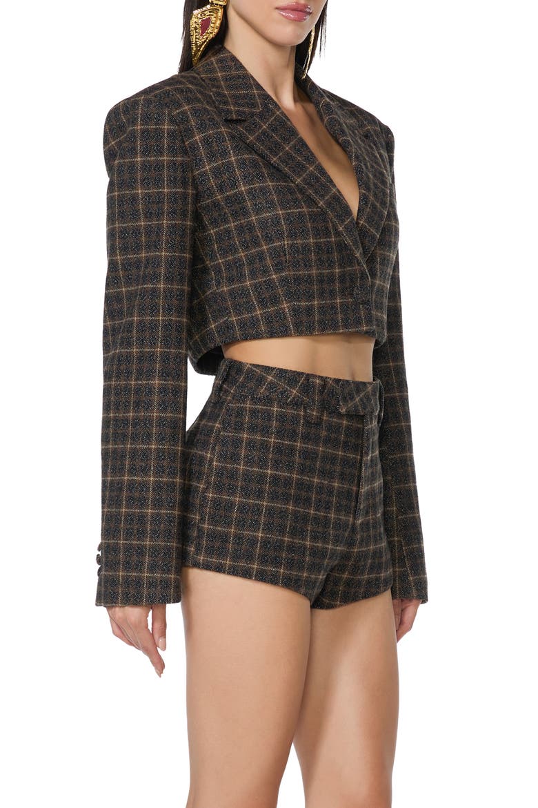 Plaid Crop Jacket, Alternate, color, CHARCOAL PLAID