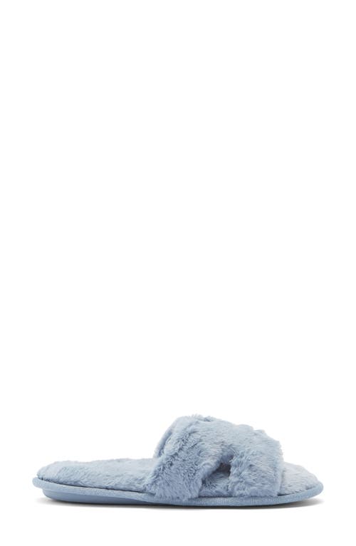Honeydew H Band Plush Faux Fur Slipper In Blue