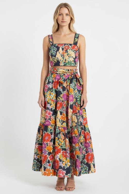 Change Of Scenery Ilyssa Square Neck Smocked Crop Top In Multi