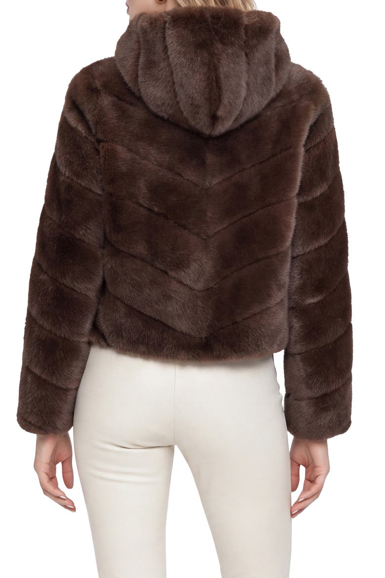 Fur-Free Mink (Faux Fur) Hooded Jacket, Alternate, color, BROWN