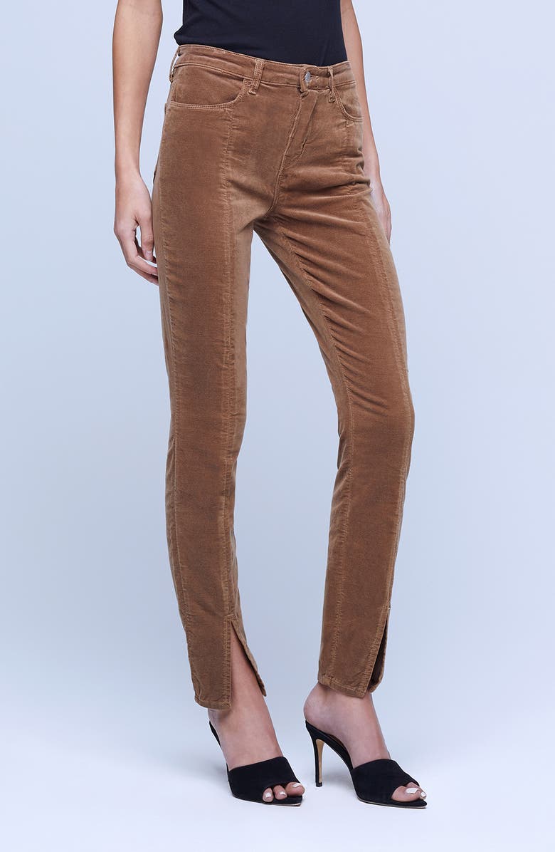 L'AGENCE Jyothi High Waist Split Ankle Skinny Jeans, Alternate, color, Truffle
