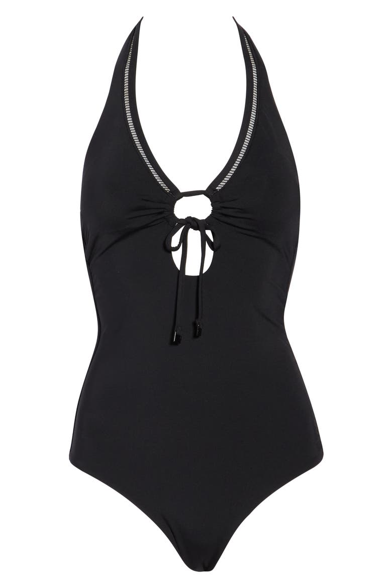 Essentials Edit Keyhole One-Piece Swimsuit, Alternate, color, BLACK