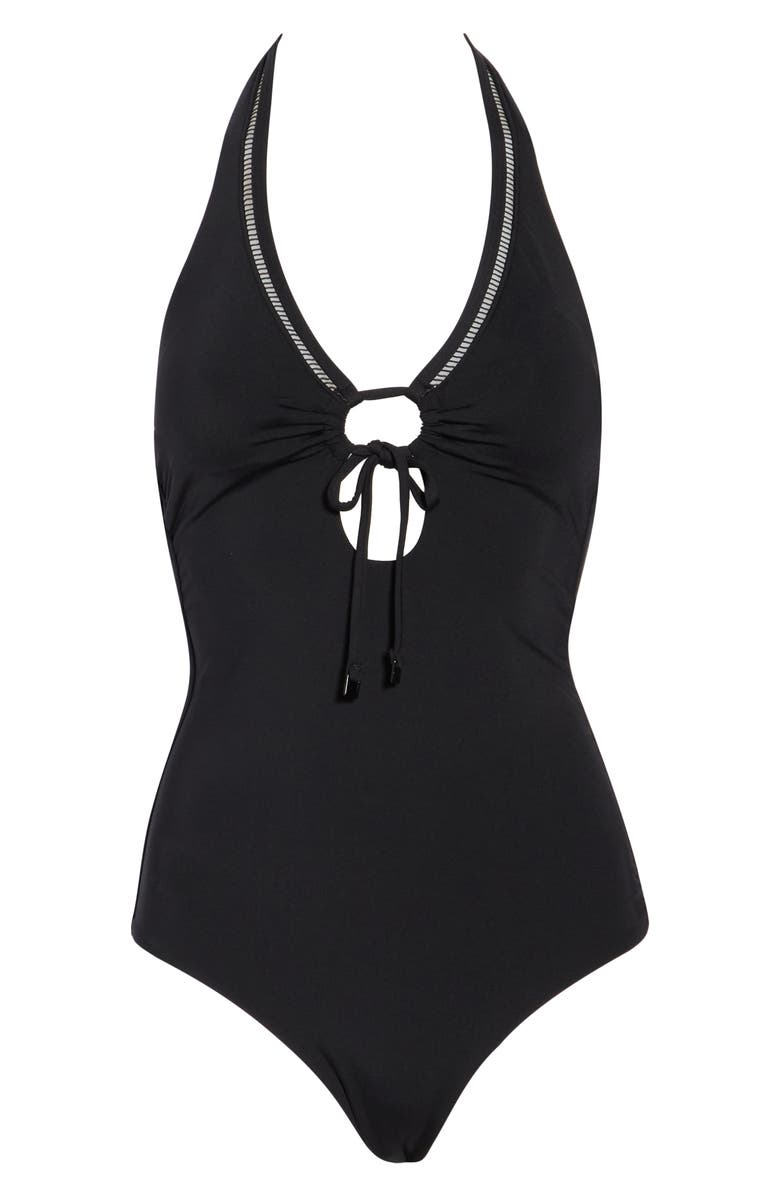 Sea Level Essentials Edit Keyhole One-Piece Swimsuit, Main, color, Black