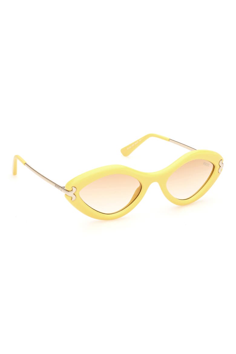 Geometric 54mm Sunglasses, Alternate, color, SHINY YELLOW / GRADIENT BROWN