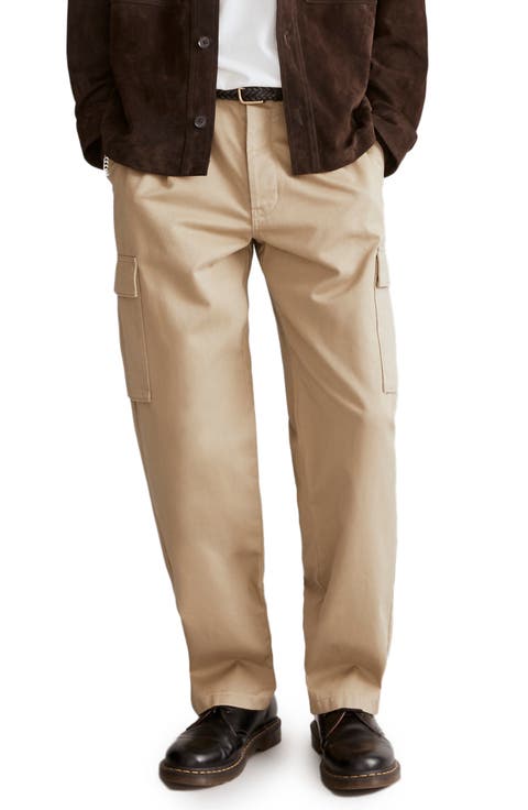 Pleated Cotton Cargo Pants