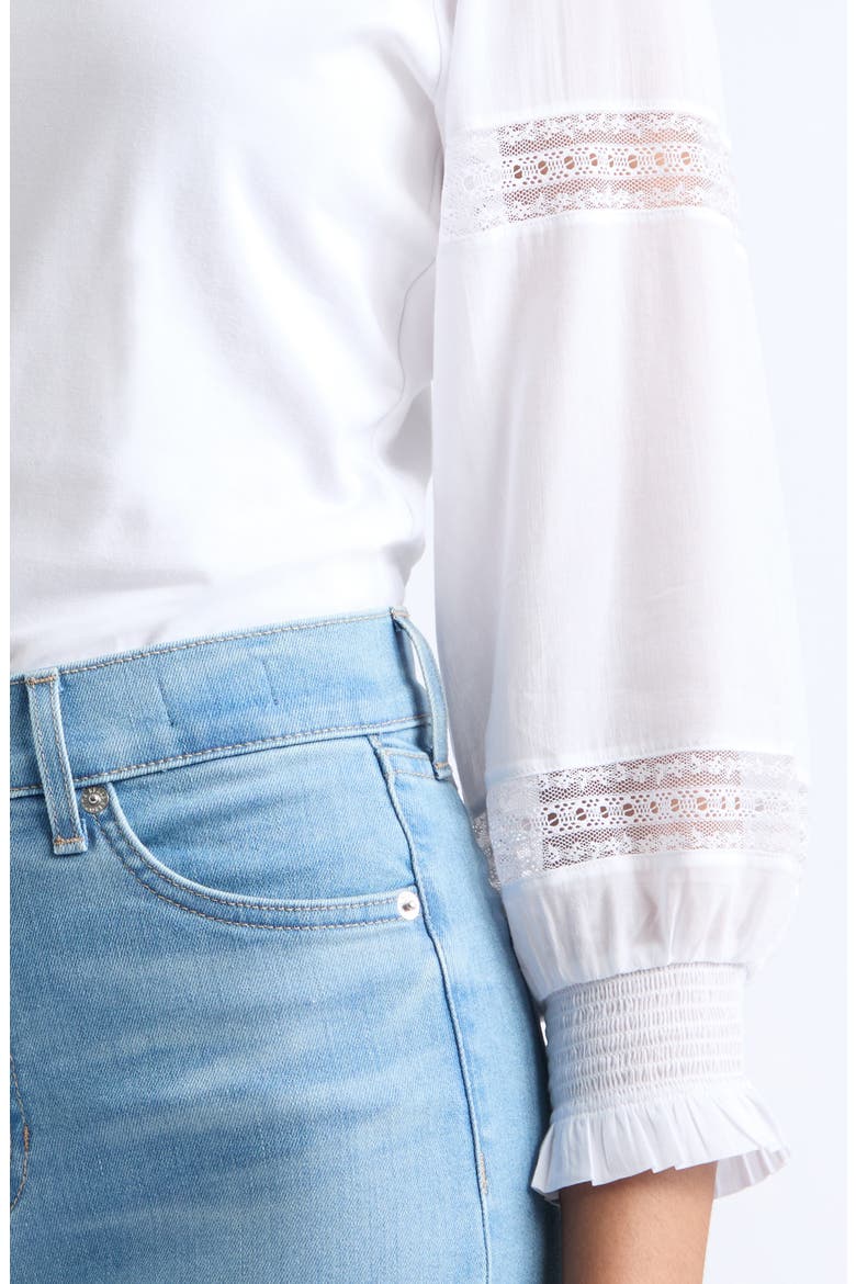 Bellamie Lace Inset Cotton Top, Alternate, color, WHITE
