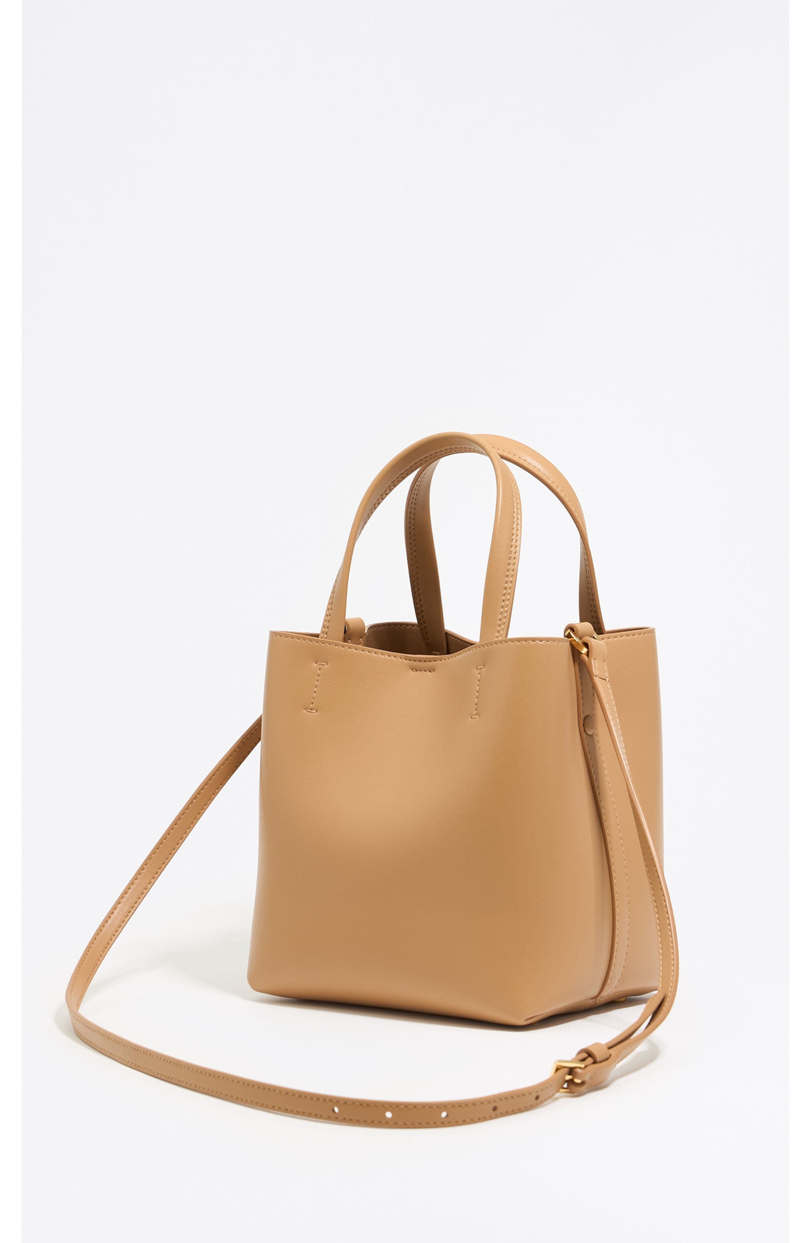 Bimba y Lola Small Stone Leather Chihuahua Bag, Alternate, color, Caramel