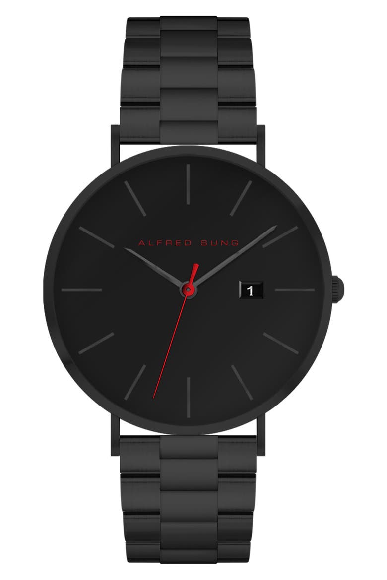 Slim Bracelet Watch, 42mm, Main, color, BLACK BRACELET/BLACK DIAL