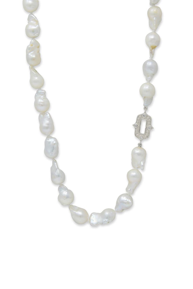Gothic Cultured Pearl Necklace, Main, color, SILVER