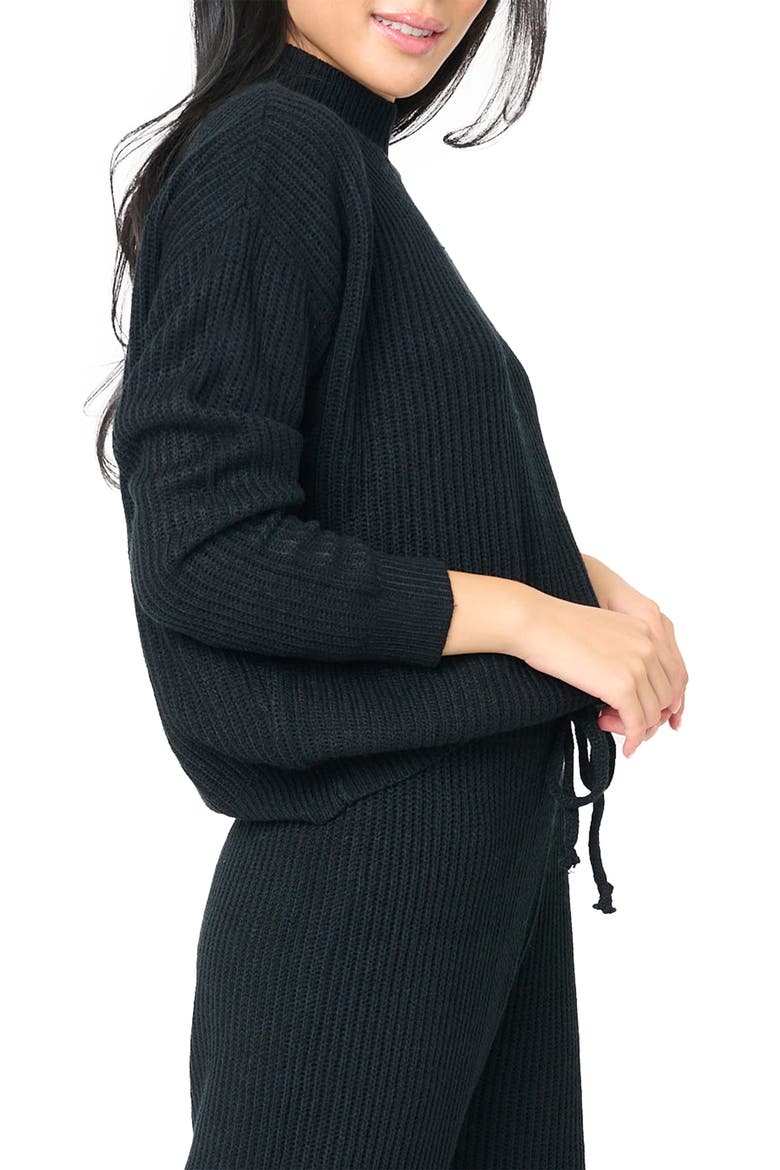 Gigi Rib Mock Neck Sweater, Alternate, color, BLACK
