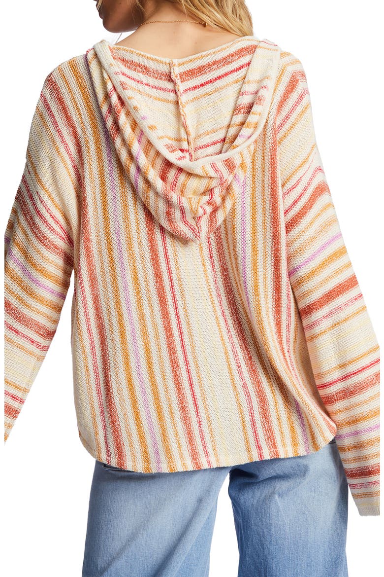 Baja Beach Stripe Pullover Sweater Hoodie, Alternate, color, BRIGHT POPPY