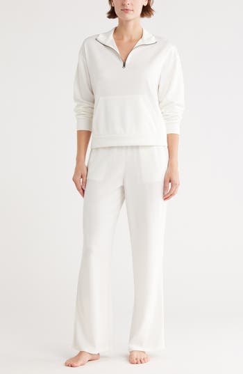 Tart Paxe Scuba Knit Half Zip Pullover & Pants Lounge Set In White