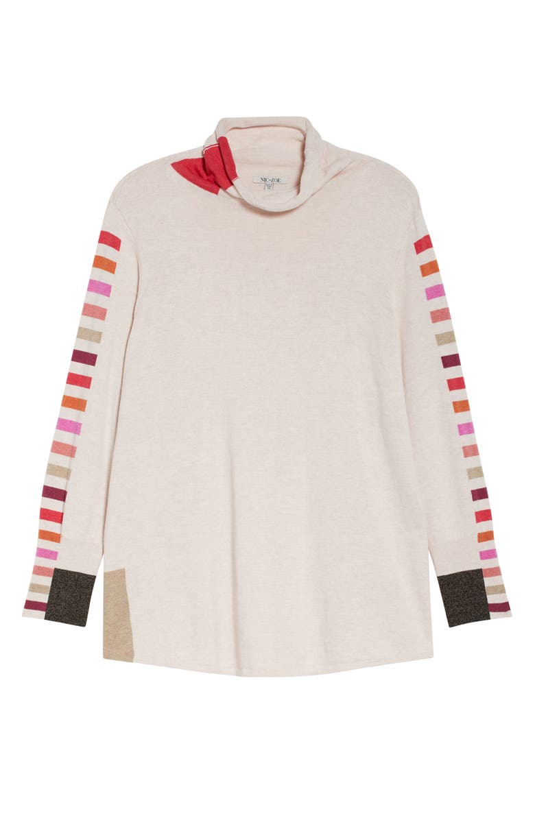 NIC+ZOE Stripes Aside Vital Turtleneck Sweater, Alternate, color, Pink Multi