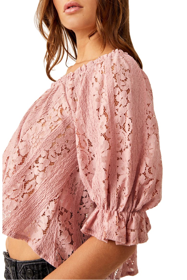 Stacey Puff Sleeve Lace Top, Alternate, color, BLUSH TINT