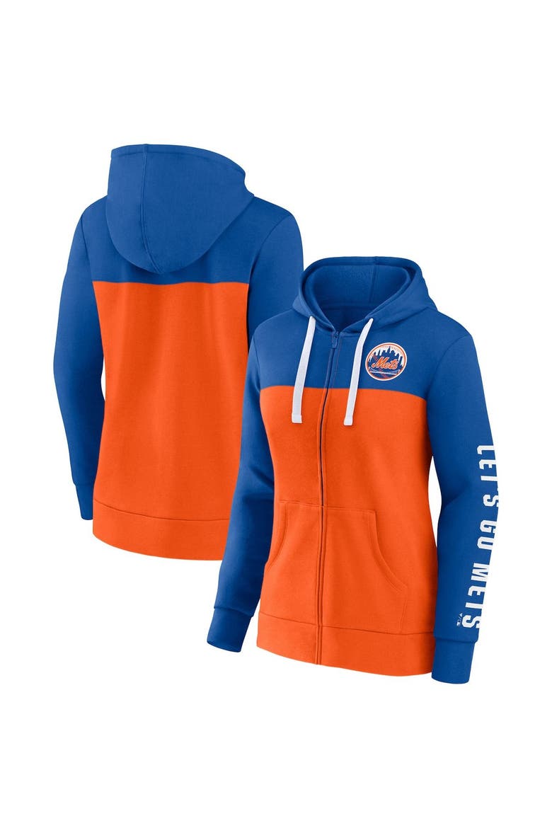 Women's Fanatics Branded Royal/Orange New York Mets Take The Field Colorblocked Hoodie Full-Zip Jacket, Alternate, color, Royal
