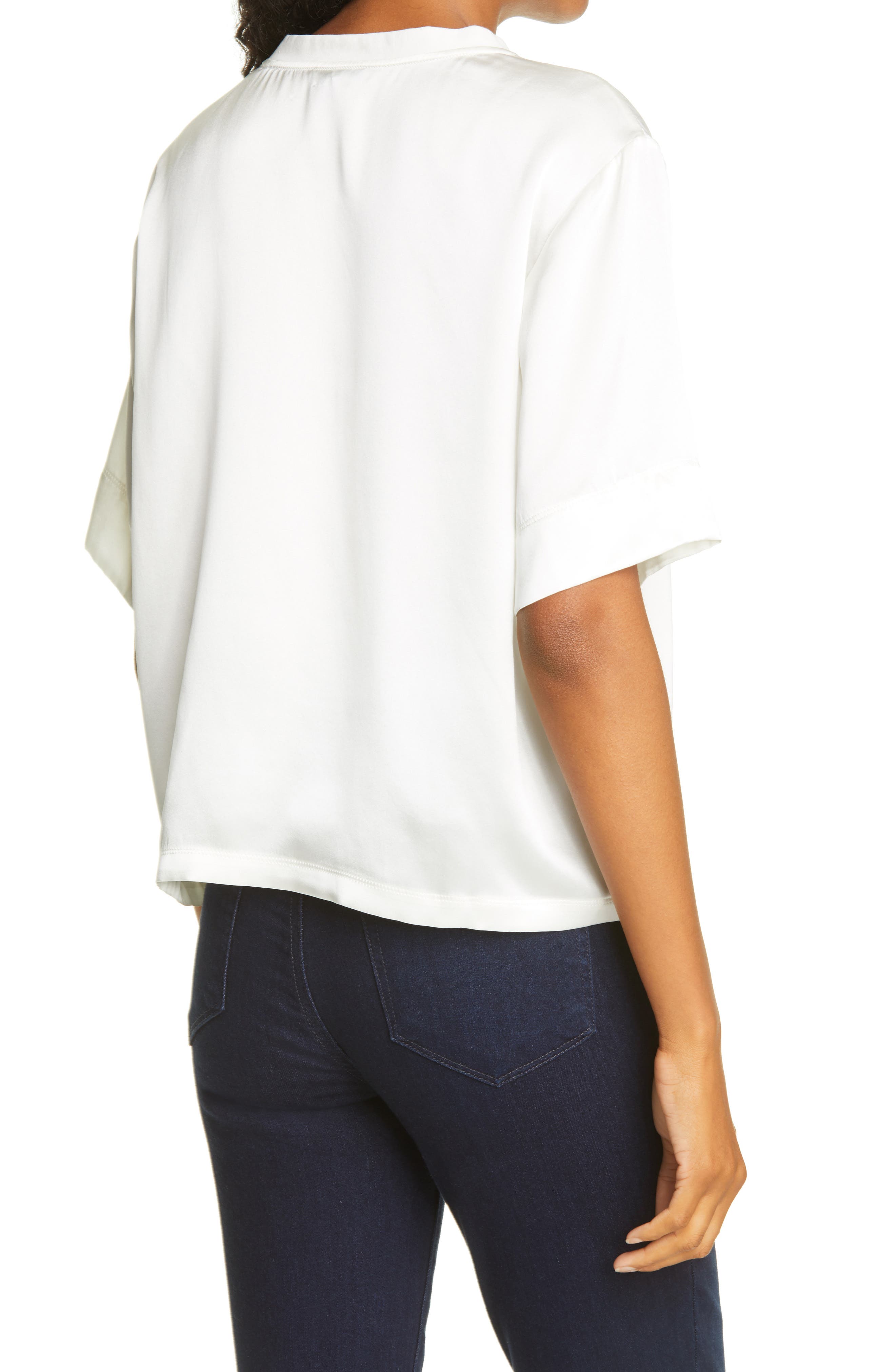 ATM Anthony Thomas Melillo Boy Cut Silk Charmeuse T-Shirt (Women ...