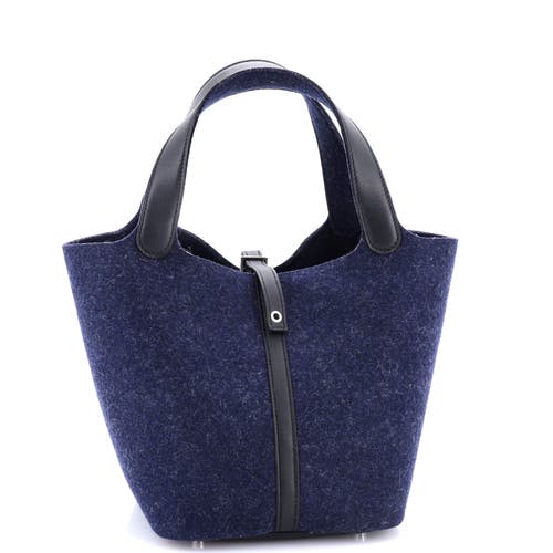 Pre-owned Hermes Hermes Picotin Lock Bag Felt With Leather Mm In Blue