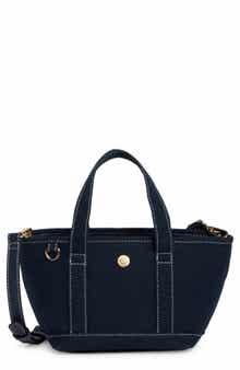 Small Convertible Denim Twill Satchel with Accessories