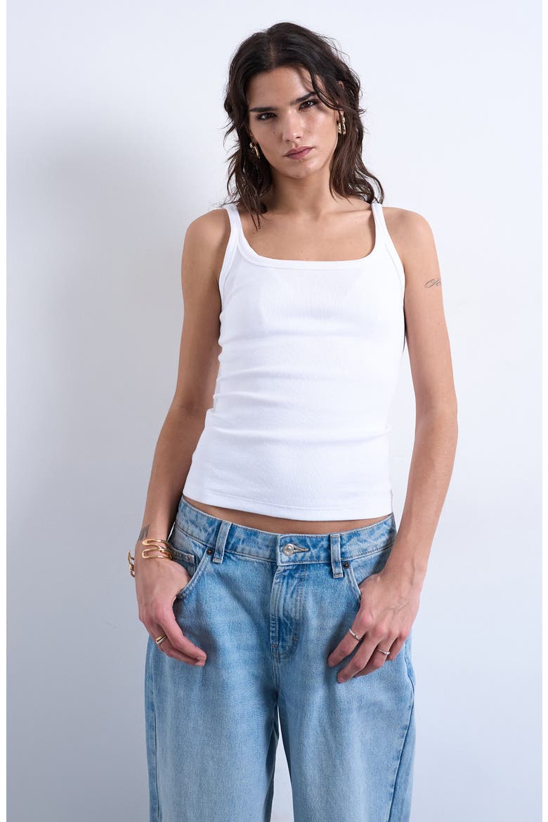Rib Scoop Neck Tank, Main, color, WHITE