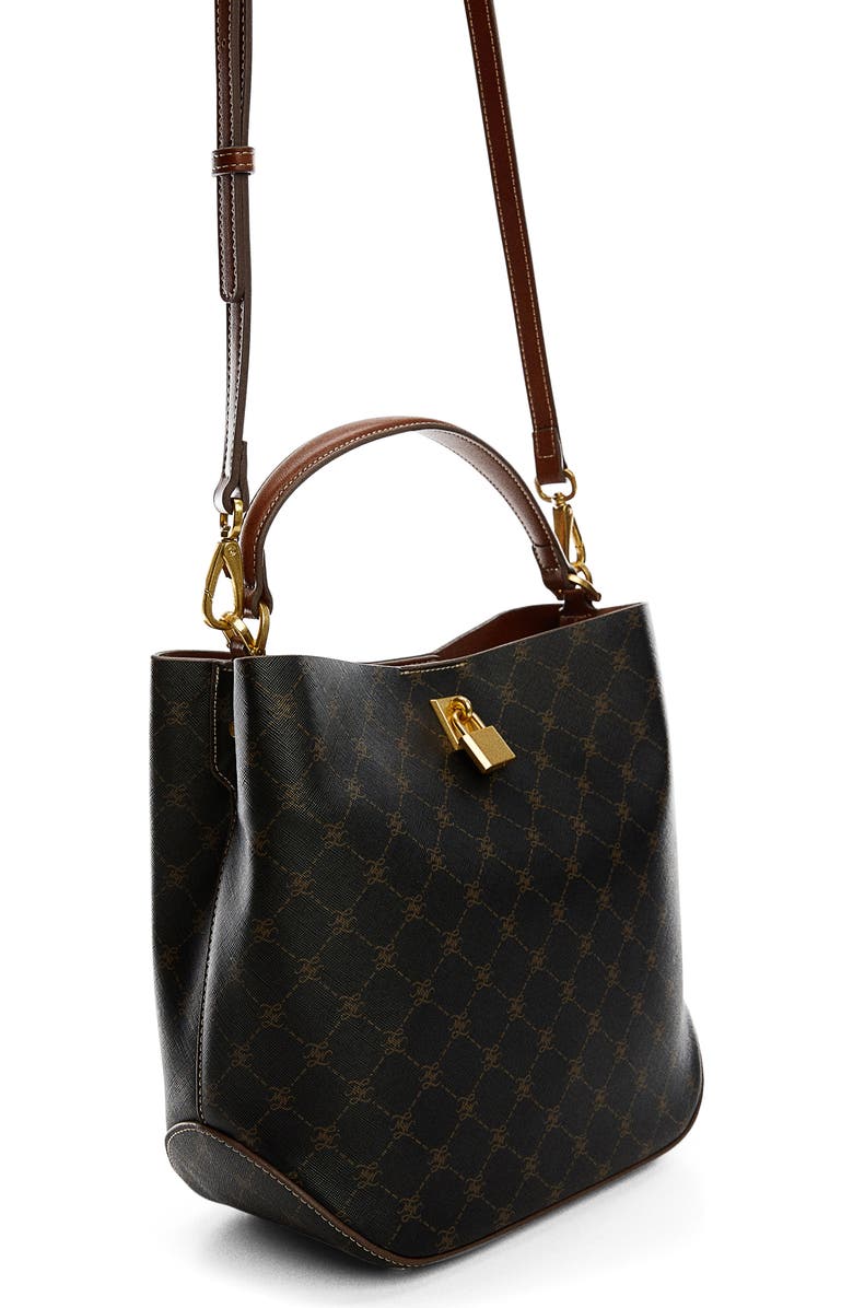 MANGO Monogram Faux Leather Shoulder Bag, Alternate, color,