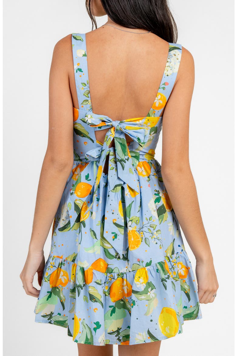 Lemon Print Cotton Fit & Flare Minidress, Alternate, color, PERI BLUE