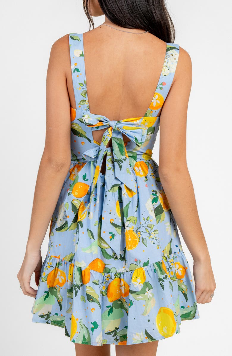 Beivy Lemon Print Cotton Fit & Flare Minidress, Alternate, color, Peri Blue